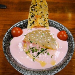 Pink Lady dip at Rooster's Kitchen, Mediterranean & Turkish restaurant in Dorking, Surrey