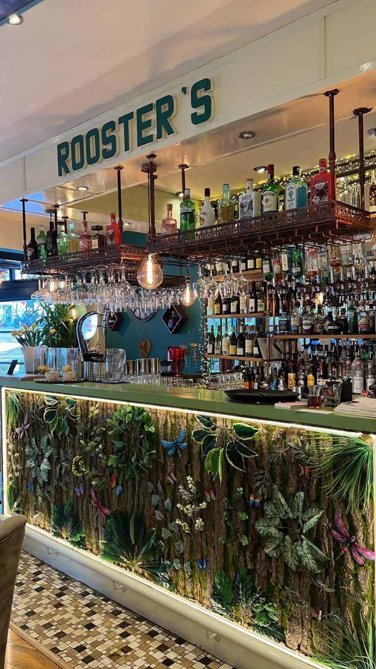 Cocktail bar at Rooster's Kitchen, Mediterranean & Turkish restaurant in Dorking, Surrey